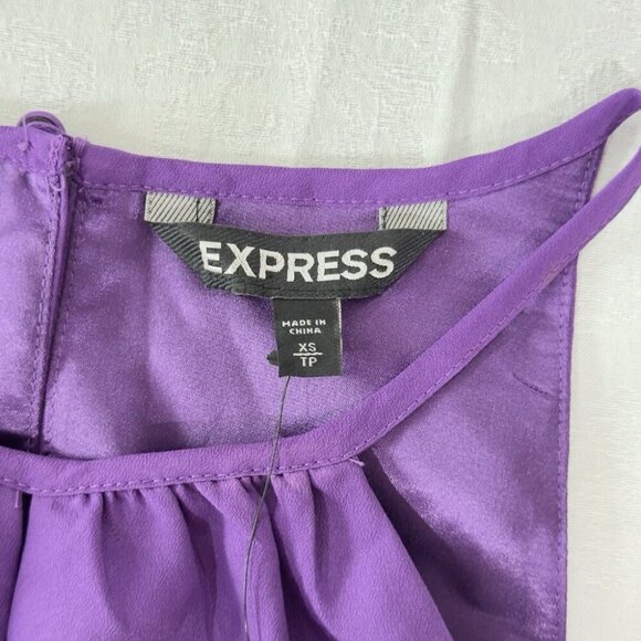 EXPRESS X-Small Purple & Black Sleeveless Keyhole Elastic Waist Dress (XS 0-2) - Picture 3 of 11